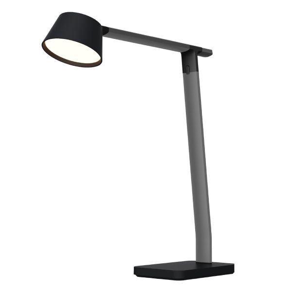 LED Desk Lamp with USB Port, Adjustable White + RGB Light, Black/Gray