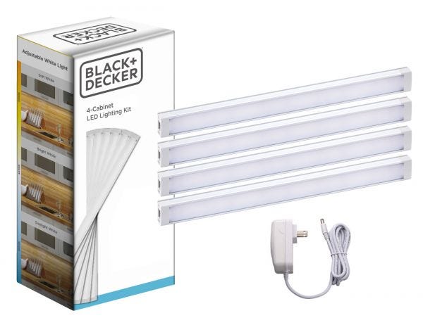 4-Bar Tool-Free Under Cabinet Lighting Kit, Adjustable White Light, 9"